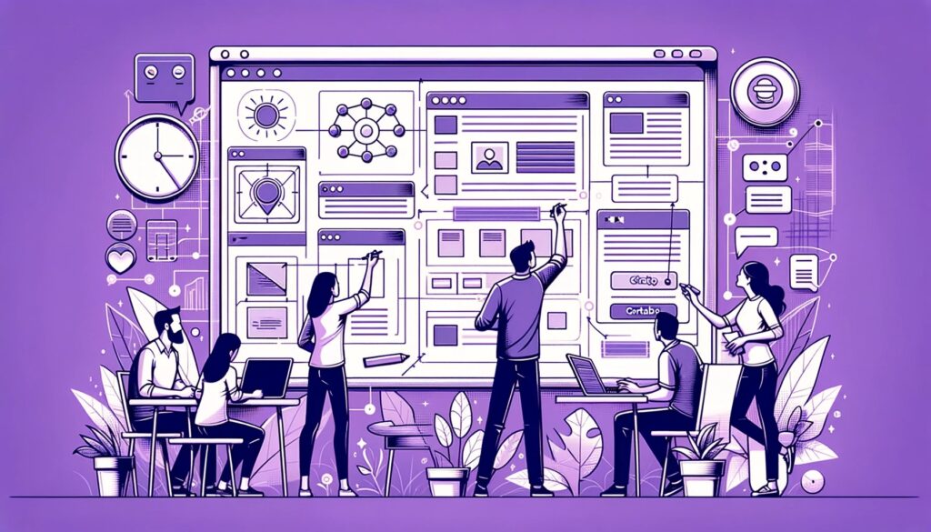 Team arbeitet an Website Konzept